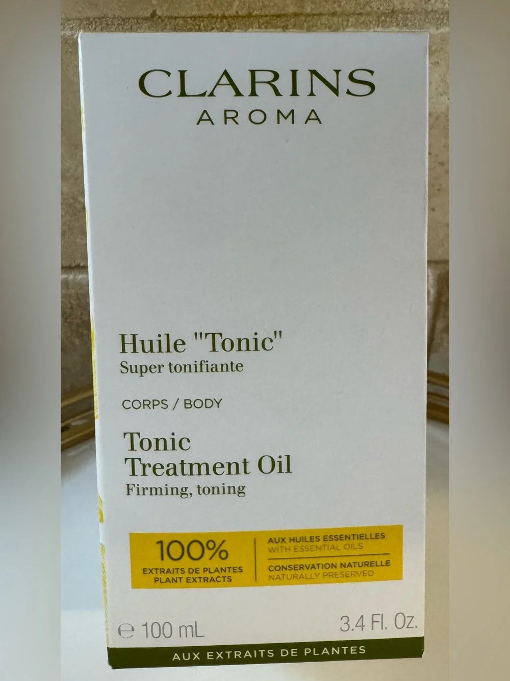 Clarins White Box with Yellow Accent Tonic Treatment Oil